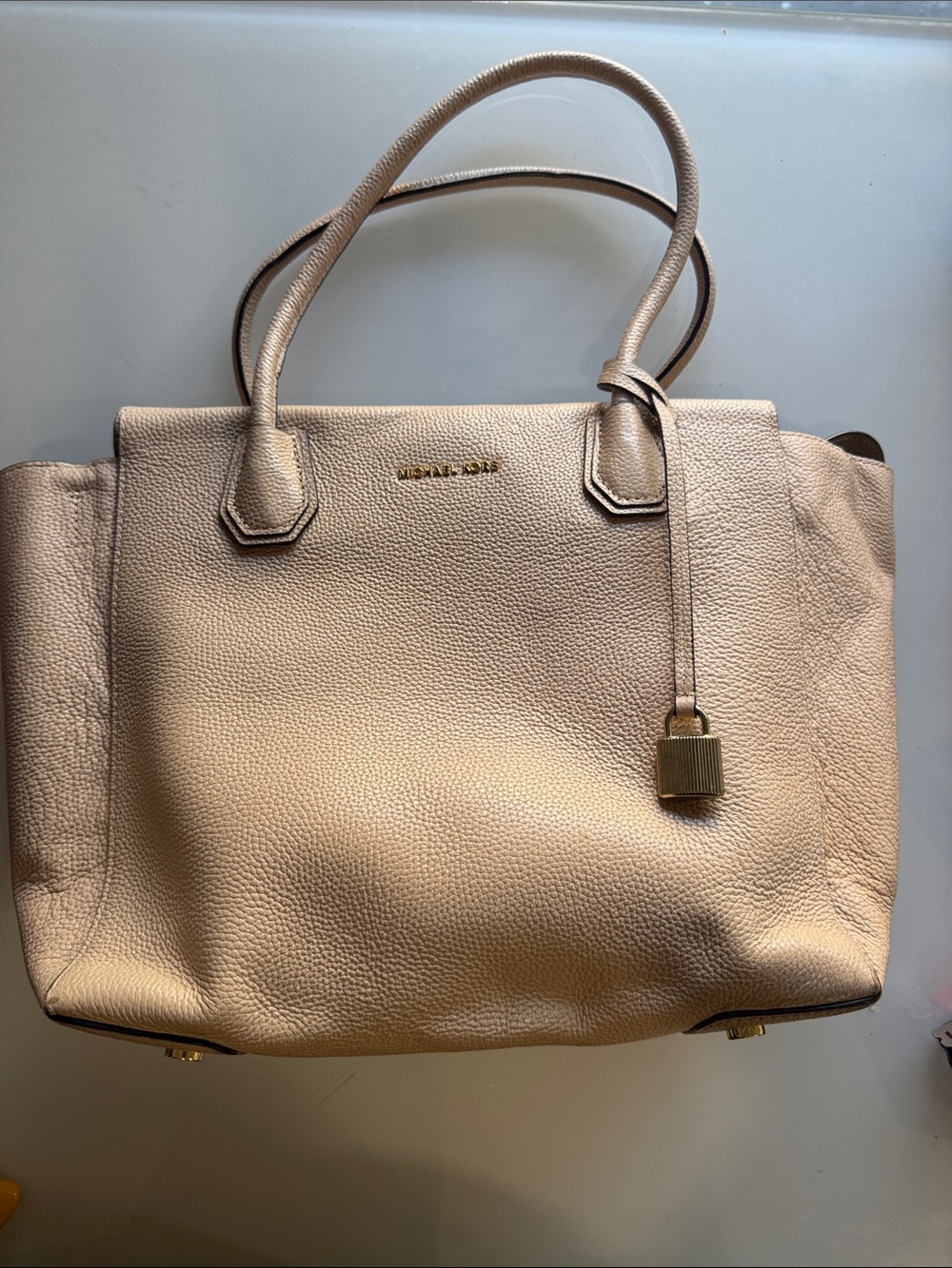 Michael Kors Metallic Nude Leather Tote with Gold Hardware